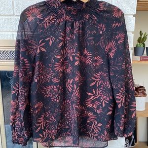 Philosophy Sheer Floral Long Sleeve Shirt SZ S